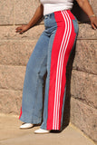 Tall Women Jeans with Red and White Stripe