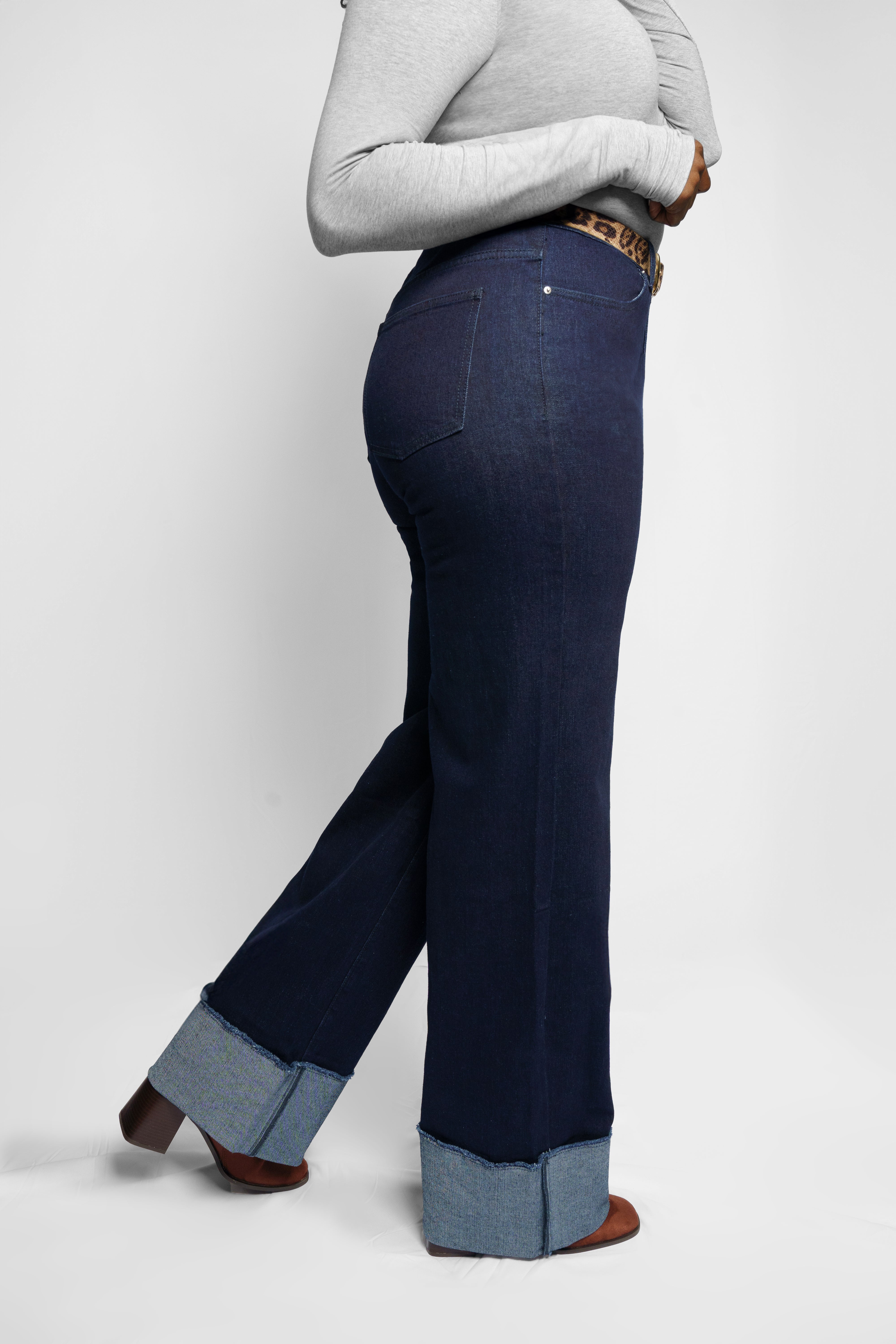 Tall Dark Wash Wide Cuff Jeans