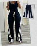 Tall Women Black and White Striped Sweatpants