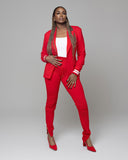 Red Tall Jogger Suit Jacket