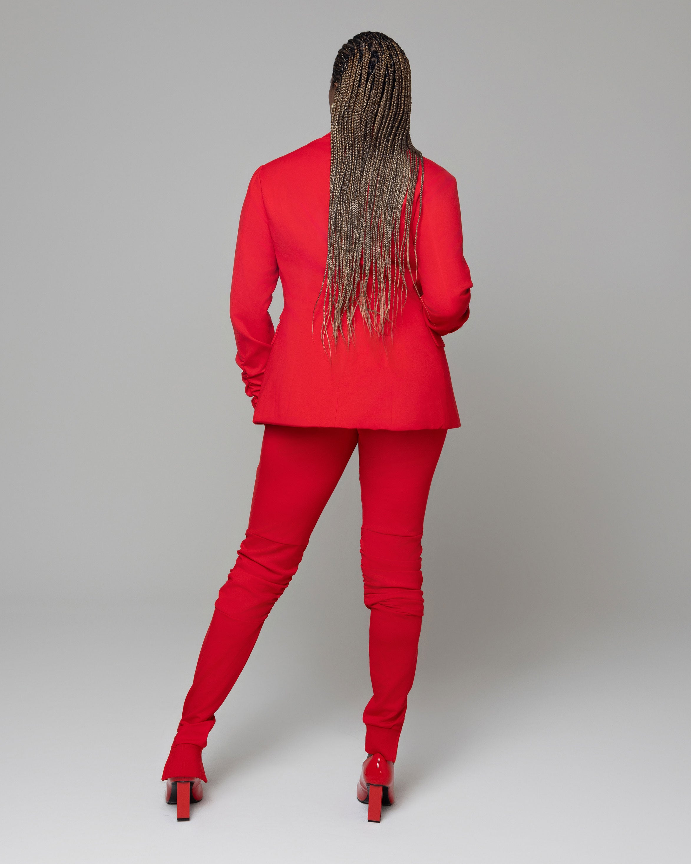 Red Tall Jogger Suit Jacket