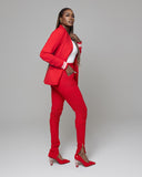 Red Tall Jogger Suit Jacket