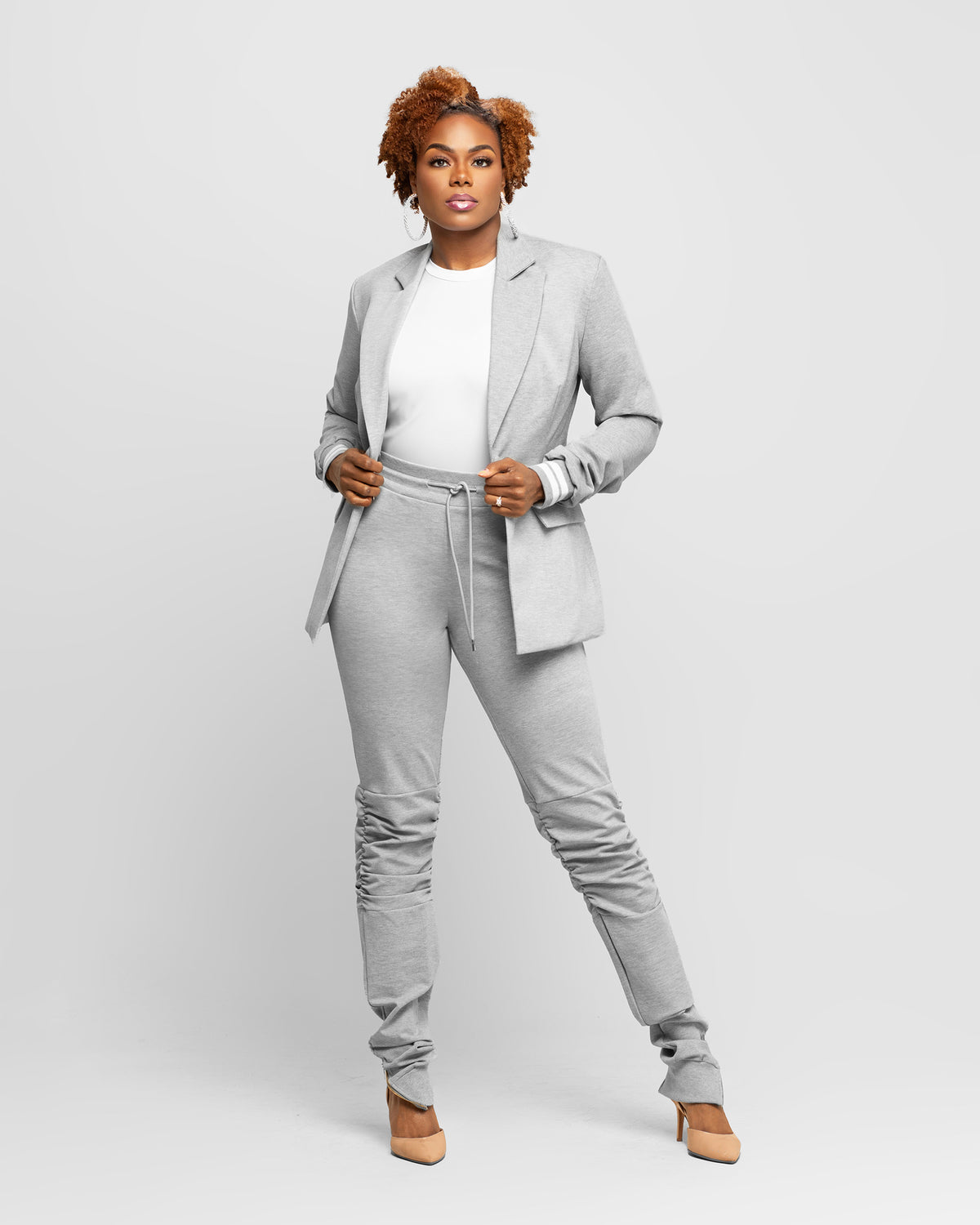 Grey Tall Suit Jogger Pants