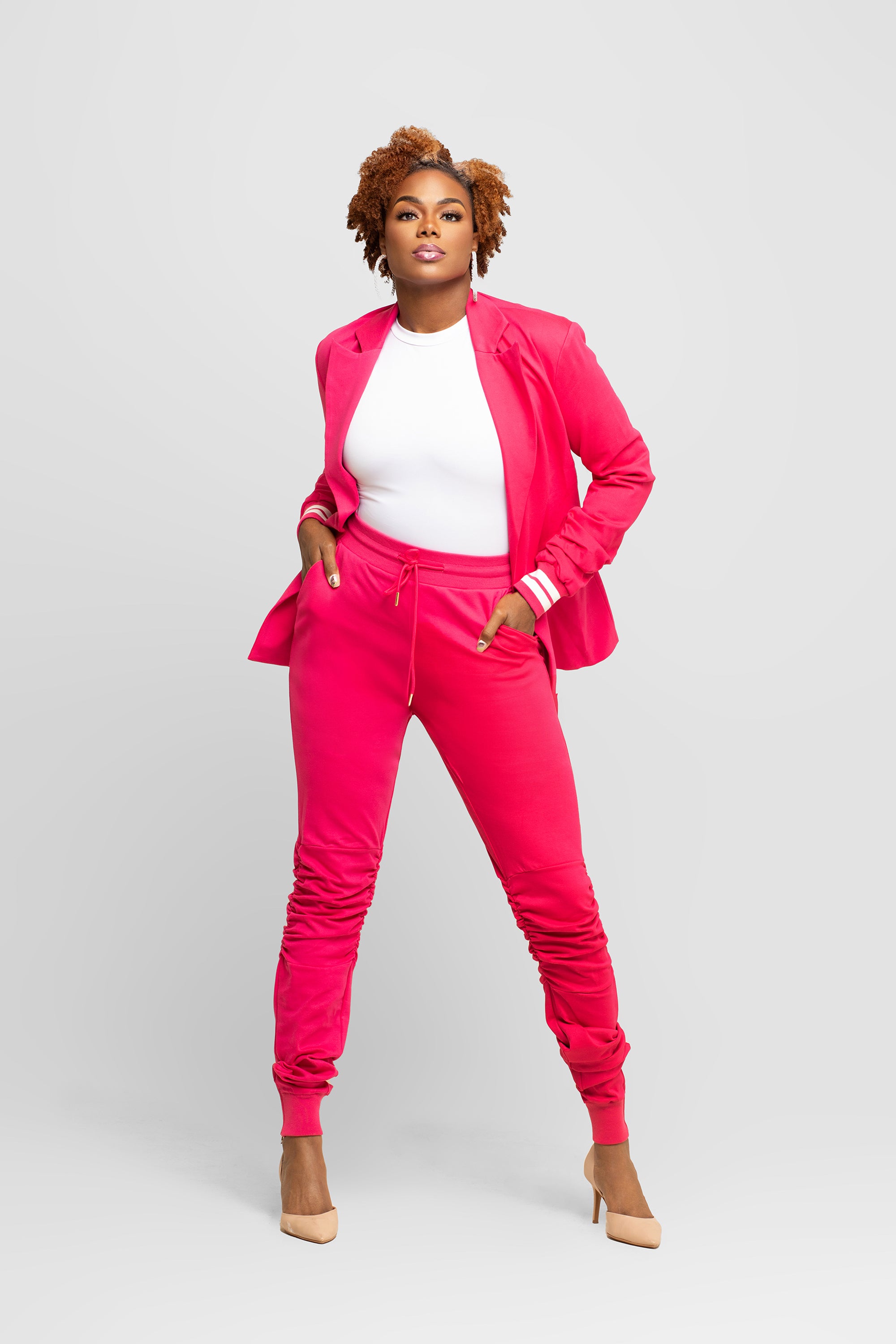 Pink Tall Suit Jogger Jacket