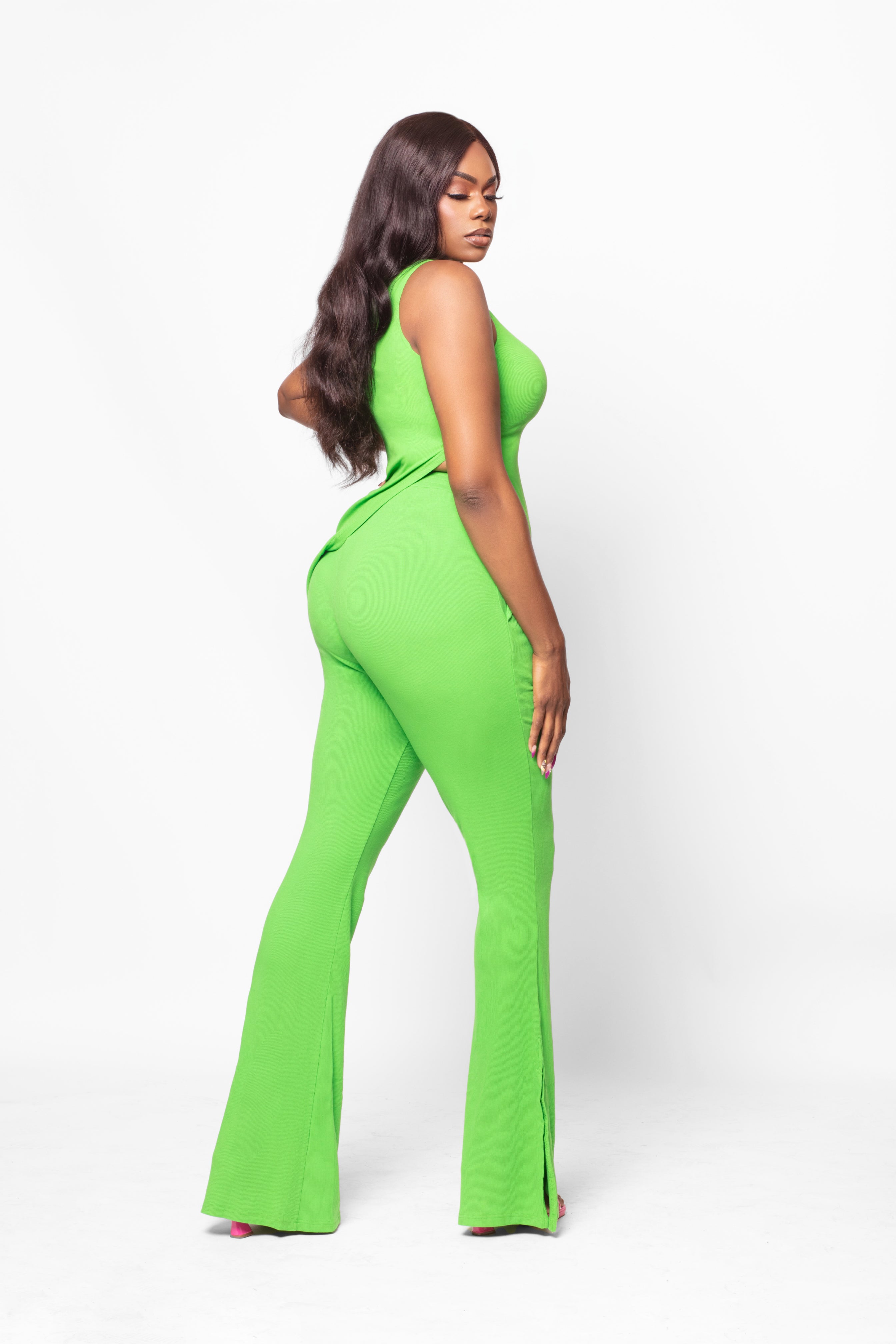 Target JoyLab Lime Green Workout Ribbed Knit Seamless Two Piece
