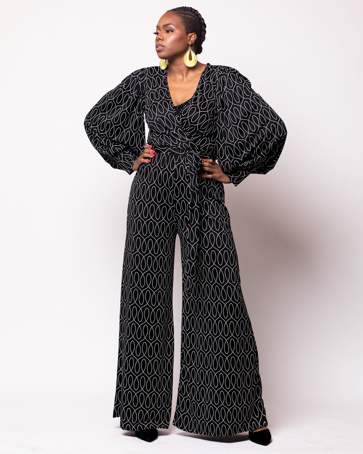 Tall Black with White Swirl Printed Jumpsuit (FINAL SALE)